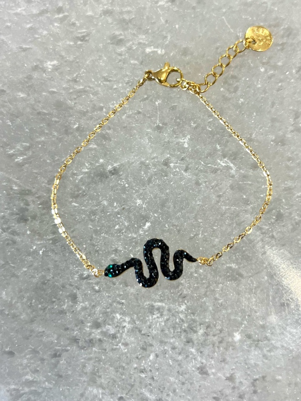 Habaha Paris Green Stone Snake Bracelet
